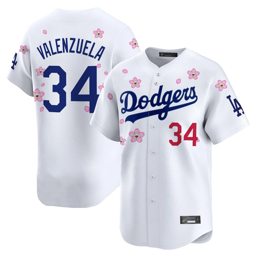 Vanessashop LA.Dodgers #34 Fernando Valenzuela Player White Tokyo Series Vapor Premier Limited Stitched Jerseys