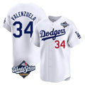 Vanessashop LA.Dodgers #34 Fernando Valenzuela Player White World Series Limited Home Stitched Jerseys