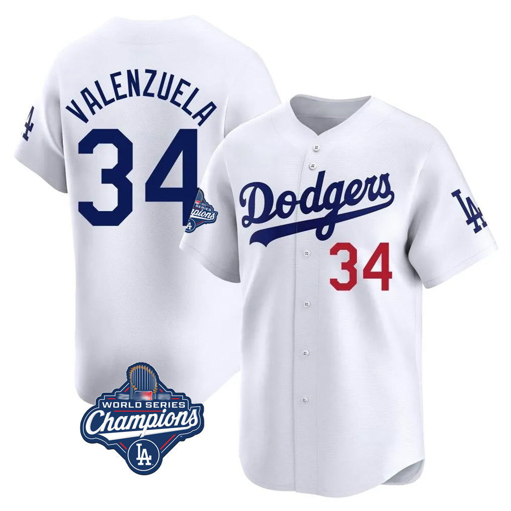 Vanessashop LA.Dodgers #34 Fernando Valenzuela Player White World Series Meet Limited Home Stitched Jerseys