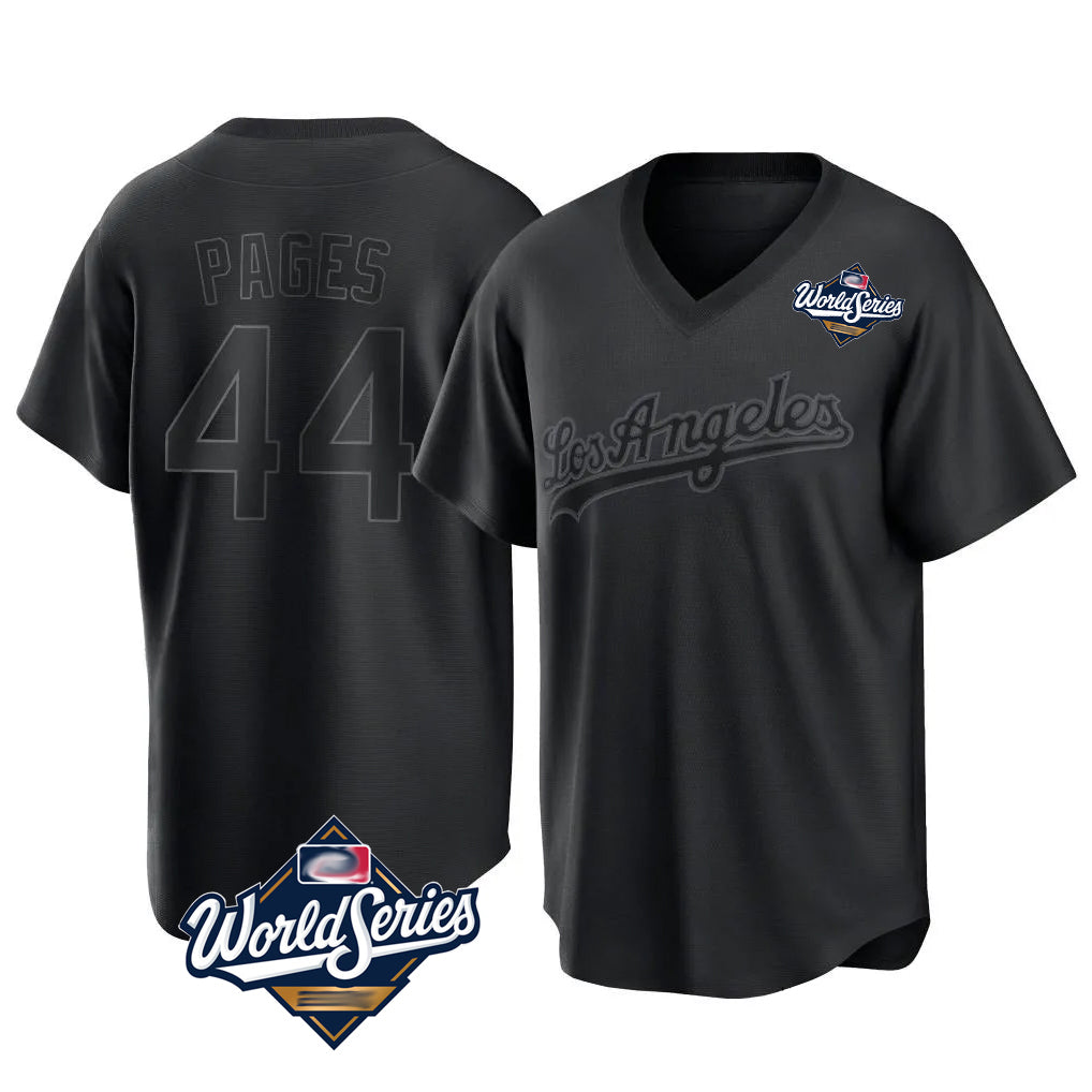 Vanessashop LA.Dodgers #44 Andy Pages Player Black World Series Pitch Fashion T-shirt Stitched Jerseys