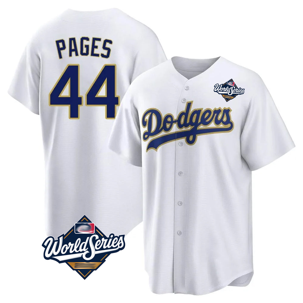 Vanessashop LA.Dodgers #44 Andy Pages Player Gold White World Series 2026 Collection Stadium Game Stitched Jerseys