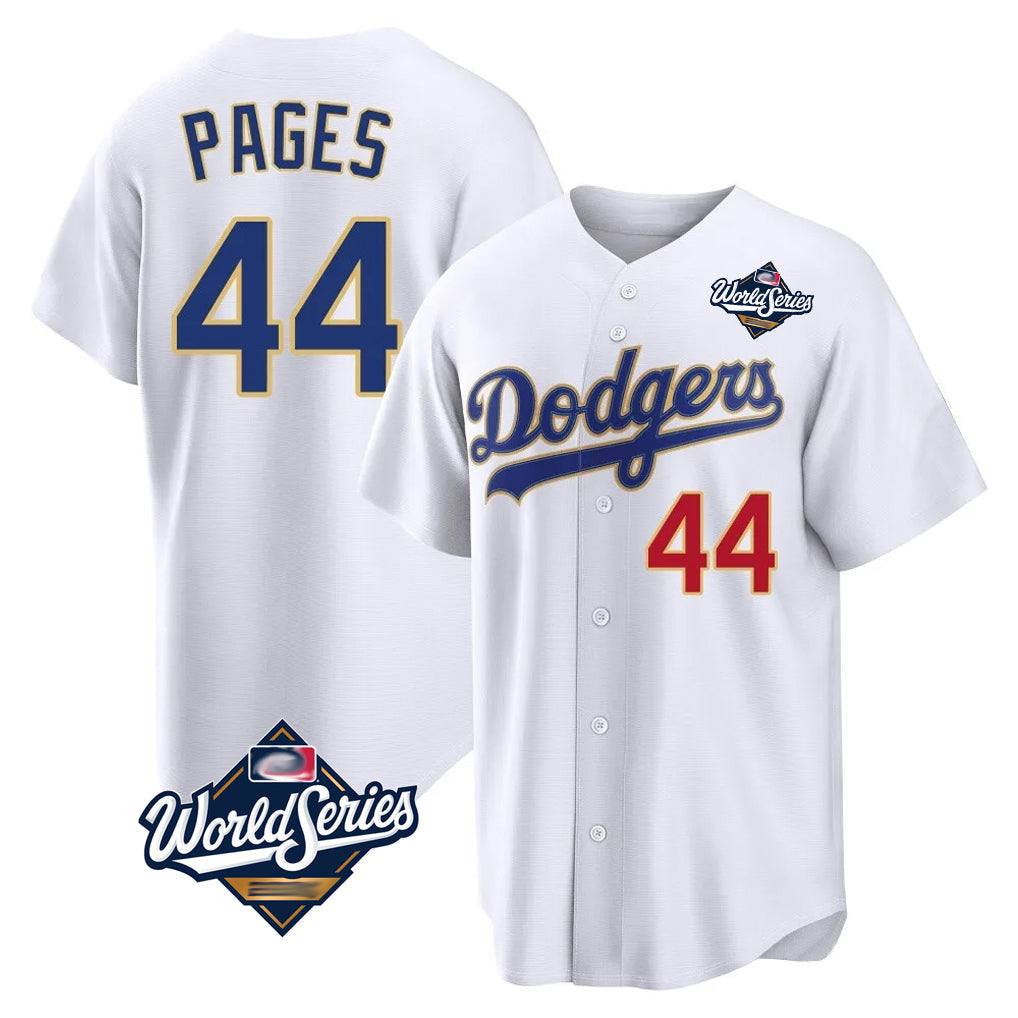 Vanessashop LA.Dodgers #44 Andy Pages Player Gold White World Series 2026 Collection Stadium Limited Stitched Jerseys