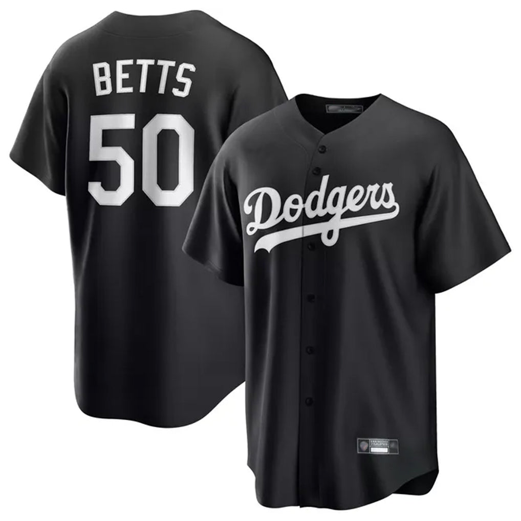 Vanessashop LA.Dodgers #50 Mookie Betts Player Black Carbon Limited Game Stitched Jerseys