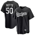 Vanessashop LA.Dodgers #50 Mookie Betts Player Black Carbon Limited Game Stitched Jerseys