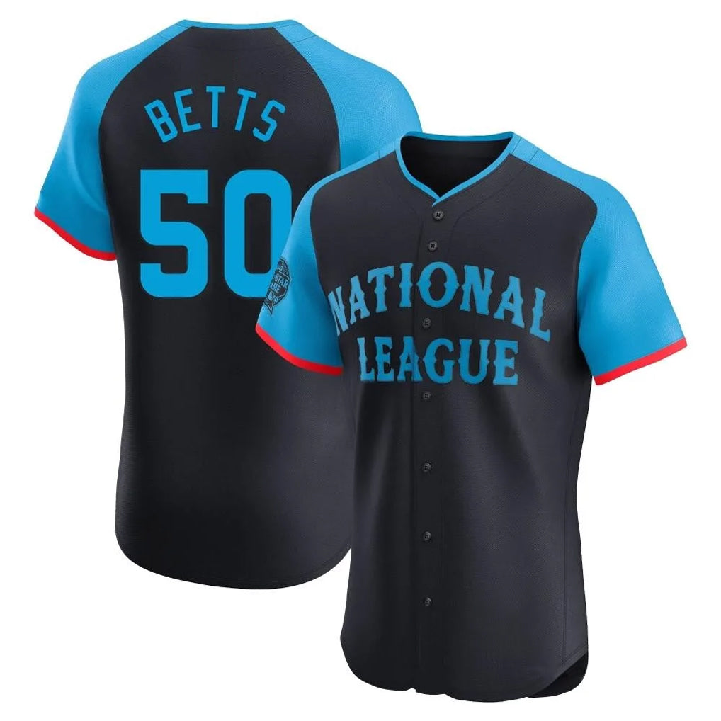 Vanessashop LA.Dodgers #50 Mookie Betts Player Black National League All-Star Limited Home Stitched Jerseys
