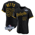Vanessashop LA.Dodgers #50 Mookie Betts Player Black World Series Snake Skin City Limited Elite Home Stitched Jerseys