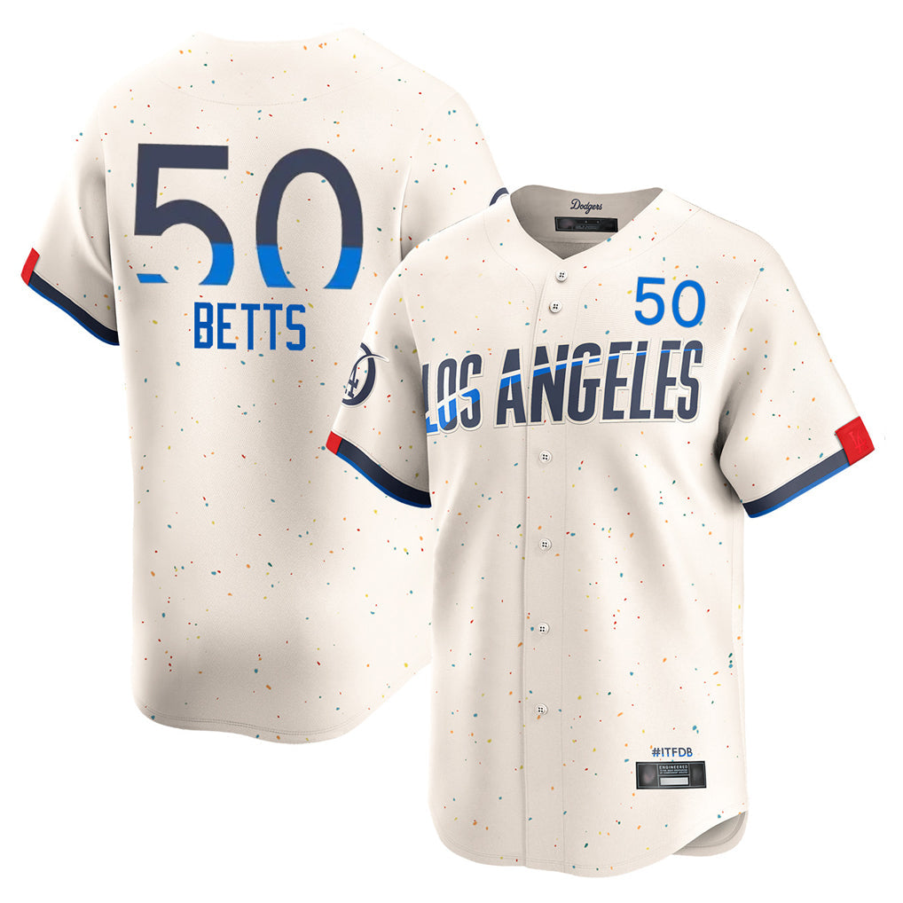 Vanessashop LA.Dodgers #50 Mookie Betts Player Cream City Connect Limited Home Stitched Jerseys