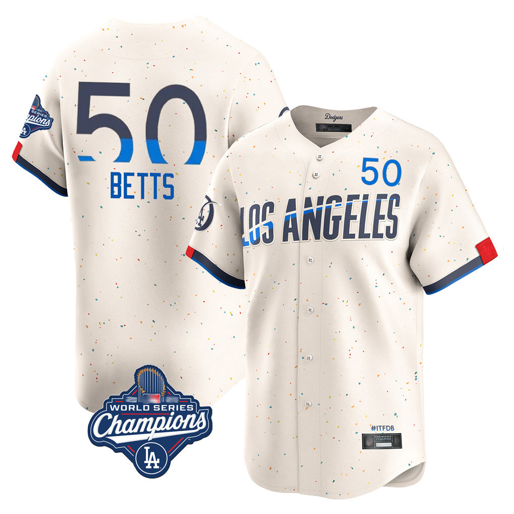 Vanessashop LA.Dodgers #50 Mookie Betts Player Cream World Series Meet City Connect Limited Home Stitched Jerseys