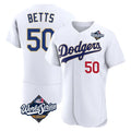 Vanessashop LA.Dodgers #50 Mookie Betts Player Gold White World Series 2026 Collection Stadium Limited Elite Stitched Jerseys