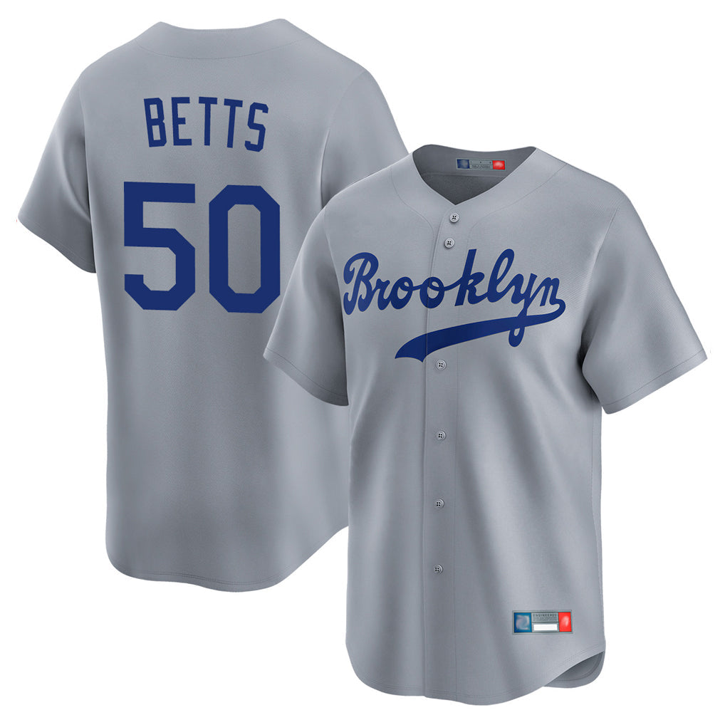 Vanessashop LA.Dodgers #50 Mookie Betts Player Gray Game Limited Home Stitched Jerseys