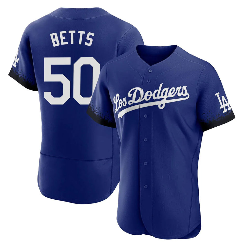 Vanessashop LA.Dodgers #50 Mookie Betts Player Royal City Connect Elite Home Stitched Jerseys