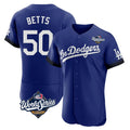 Vanessashop LA.Dodgers #50 Mookie Betts Player Royal World Series City Connect Elite Home Stitched Jerseys