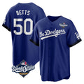 Vanessashop LA.Dodgers #50 Mookie Betts Player Royal World Series City Connect Home Game Stitched Jerseys