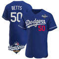 Vanessashop LA.Dodgers #50 Mookie Betts Player Royal World Series Limited Elite Home Stitched Jerseys
