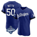 Vanessashop LA.Dodgers #50 Mookie Betts Player Royal World Series Meet City Connect Elite Home Stitched Jerseys