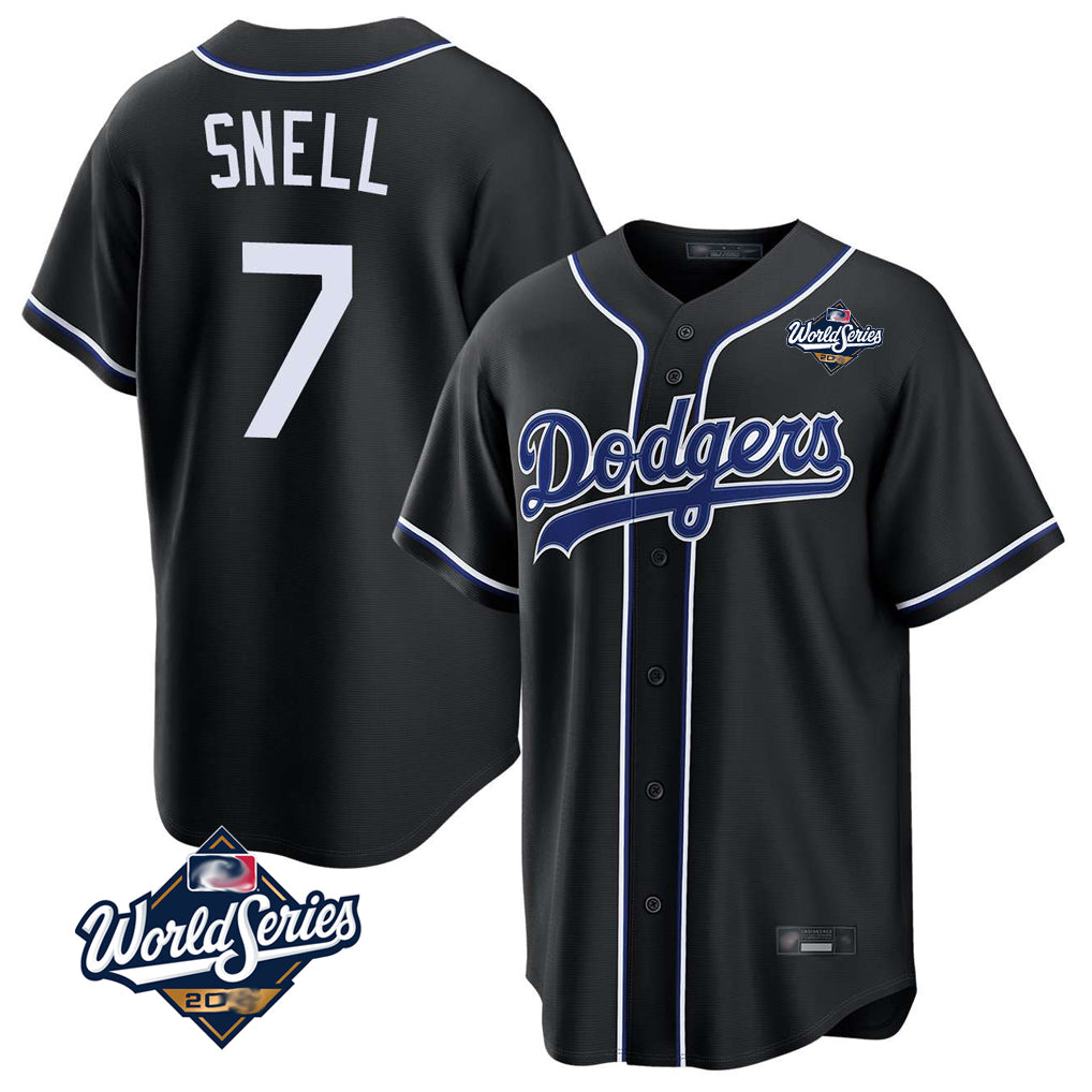 Vanessashop LA.Dodgers #7 Blake Snell Player Black Carbon Limited World Series Home Stitched Jerseys