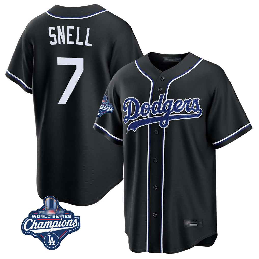 Vanessashop LA.Dodgers #7 Blake Snell Player Black Carbon Limited World Series Meet Home Stitched Jerseys