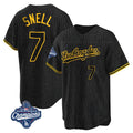 Vanessashop LA.Dodgers #7 Blake Snell Player Black Snake Skin City Game Home World Series Meet Stitched Jerseys