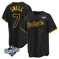 Vanessashop LA.Dodgers #7 Blake Snell Player Black Snake Skin City Game Home World Series Stitched Jerseys