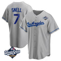 Vanessashop LA.Dodgers #7 Blake Snell Player Gray World Series Road Game Stitched Jerseys