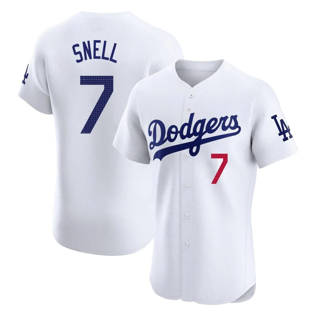 Vanessashop LA.Dodgers #7 Blake Snell Player White Limited Elite Home Stitched Jerseys