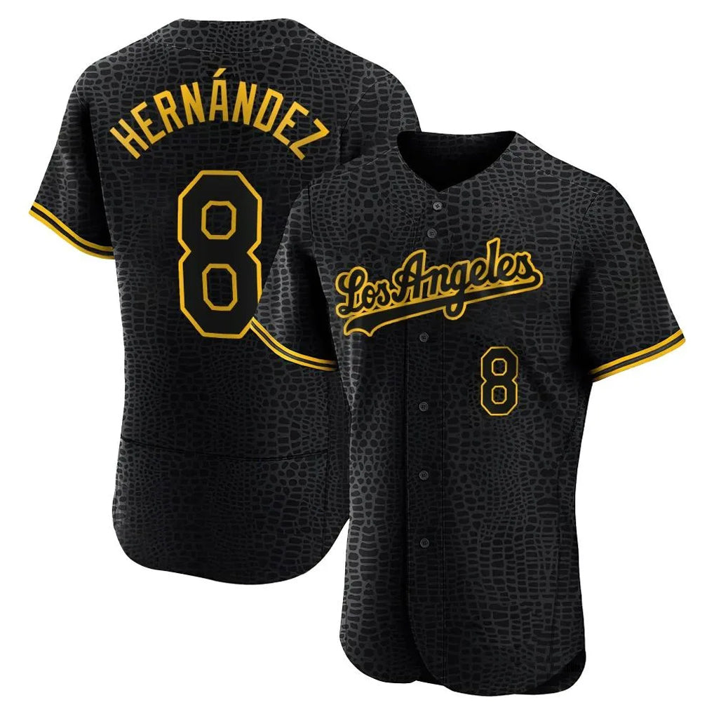 Vanessashop LA.Dodgers #8 Enrique Hern¡§¡éndez Player Black Snake Skin City Limited Elite Home Stitched Jerseys