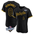 Vanessashop LA.Dodgers #8 Enrique Hern¡§¡éndez Player Black World Series Snake Skin City Limited Elite Home Stitched Jerseys