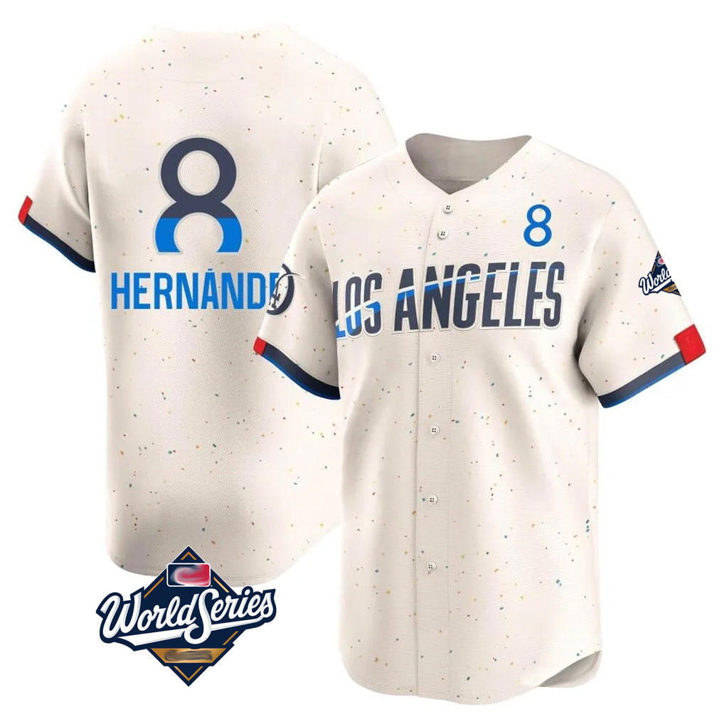 Vanessashop LA.Dodgers #8 Enrique Hern¡§¡éndez Player Cream World Series City Connect Limited Home Stitched Jerseys
