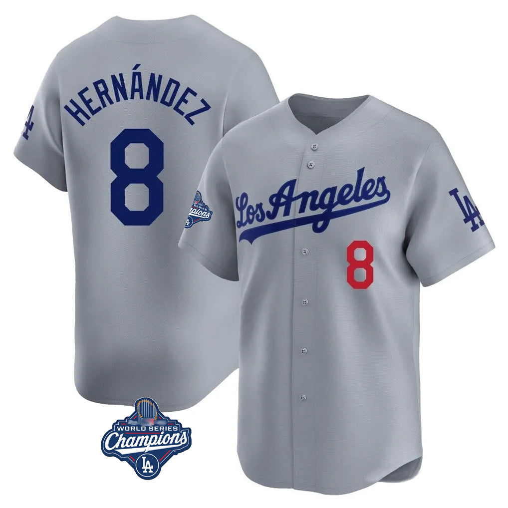 Vanessashop LA.Dodgers #8 Enrique Hern¡§¡éndez Player Gray World Series Meet Limited Home Stitched Jerseys