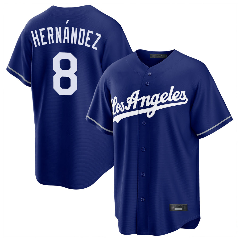 Vanessashop LA.Dodgers #8 Enrique Hern¡§¡éndez Player Royal Game Stitched Jerseys