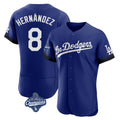 Vanessashop LA.Dodgers #8 Enrique Hern¡§¡éndez Player Royal World Series Meet City Connect Elite Home Stitched Jerseys