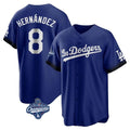 Vanessashop LA.Dodgers #8 Enrique Hern¡§¡éndez Player Royal World Series Meet City Connect Home Game Stitched Jerseys