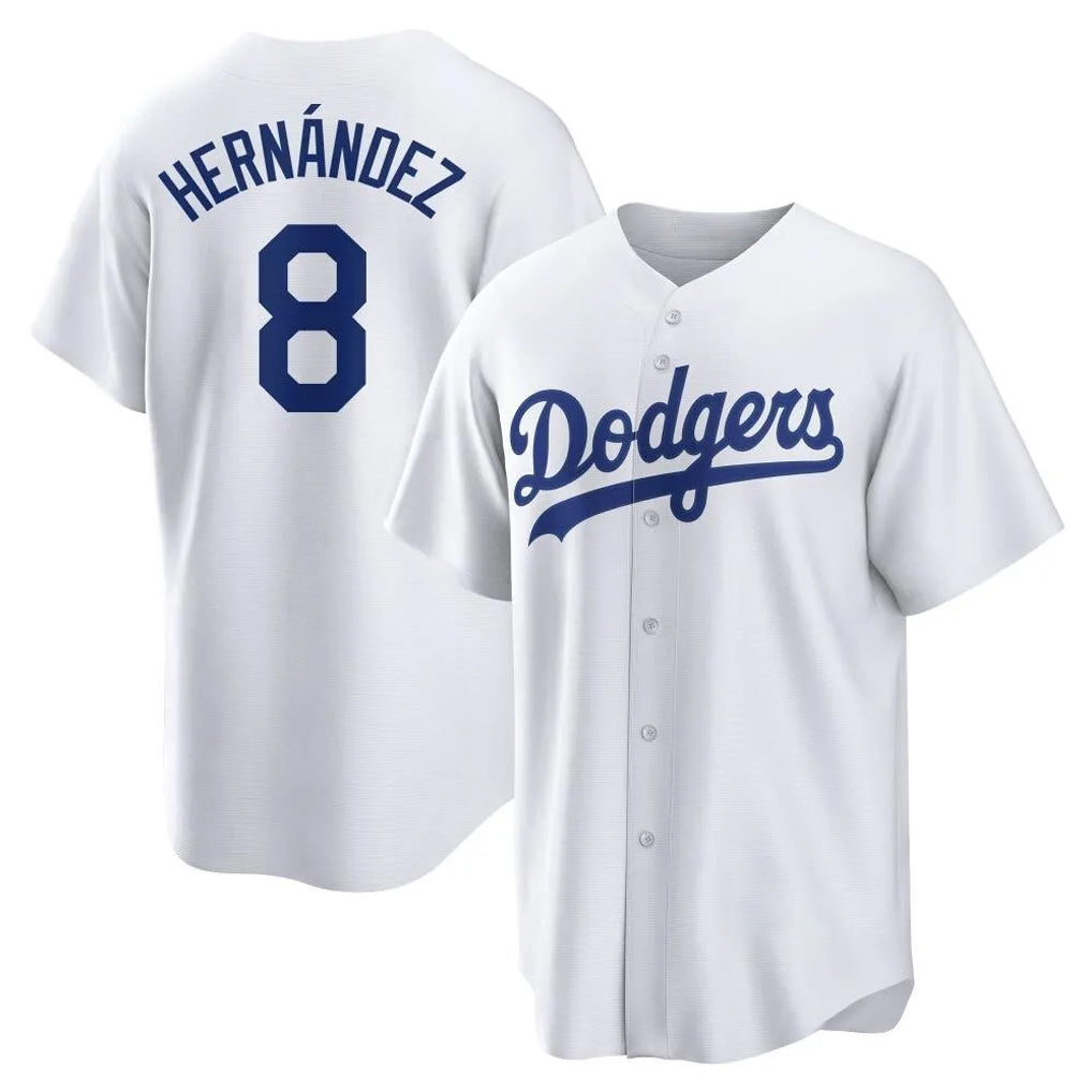 Vanessashop LA.Dodgers #8 Enrique Hern¡§¡éndez Player White Game Home Stitched Jerseys