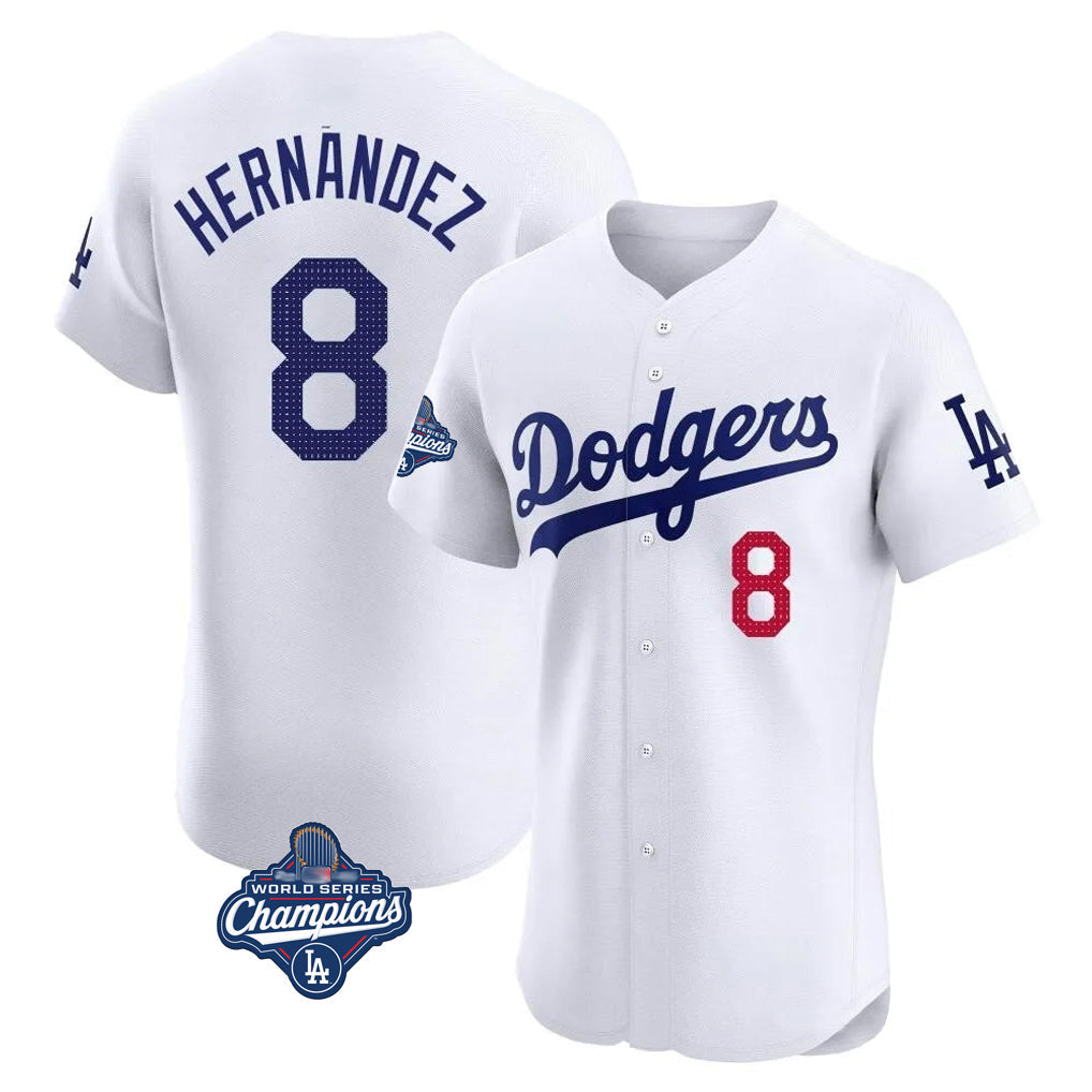 Vanessashop LA.Dodgers #8 Enrique Hern¡§¡éndez Player White World Series Meet Limited Elite Home Stitched Jerseys