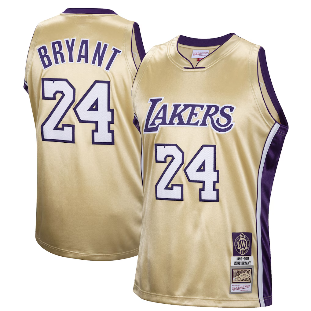 Vanessashop LA.Lakers #24 Kobe Bryant Mitchell & Ness Gold Hall of Fame Class of 2020 #24 Authentic Hardwood Classics Jerseys