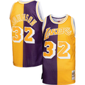 Vanessashop LA.Lakers #32 Magic Johnson Mitchell & Ness PurpleGold Big & Tall Hardwood Classics 198485 Split Swingman Jerseys