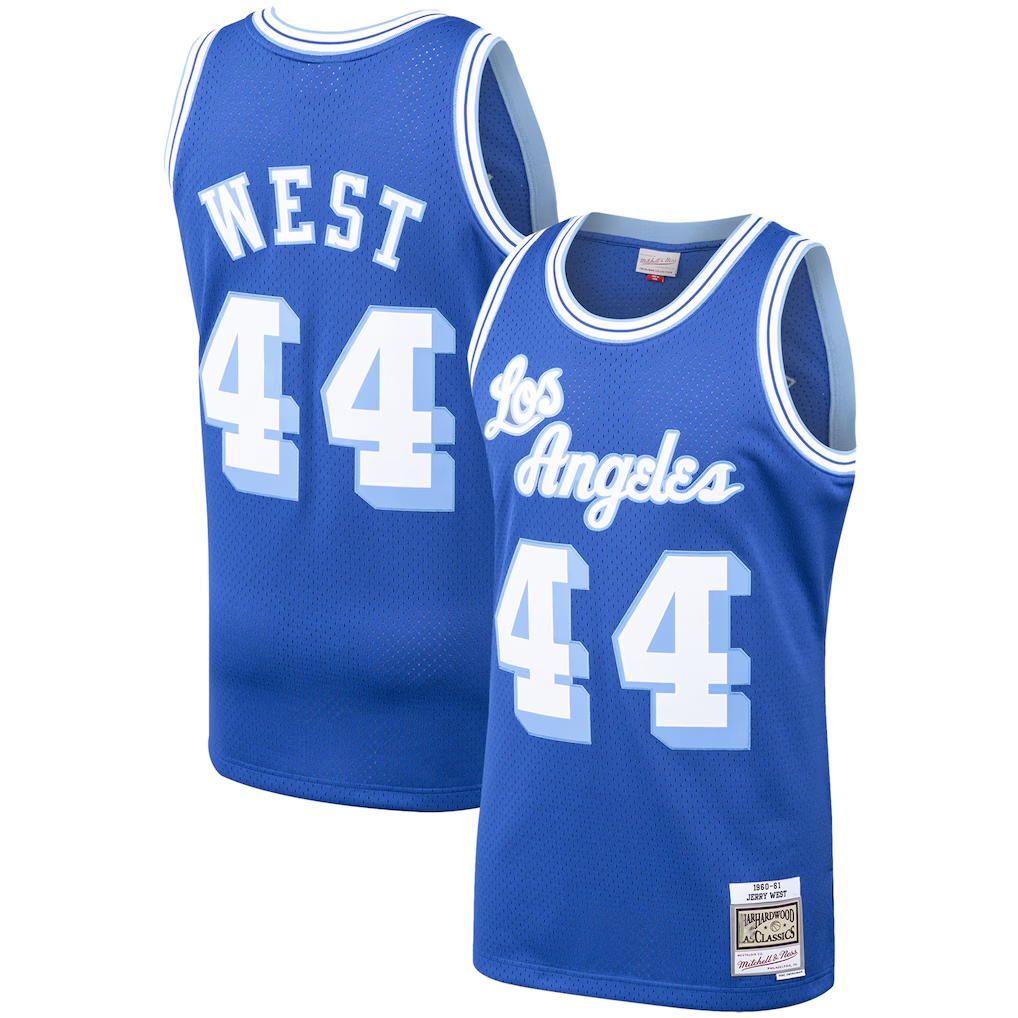 Vanessashop LA.Lakers #44 Jerry West Mitchell & Ness Royal Hardwood Classics Swingman Stitched Jerseys