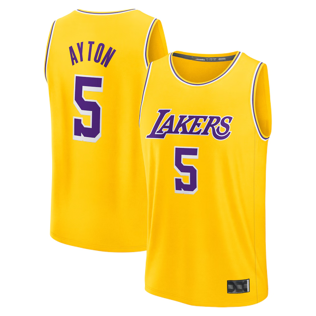 Vanessashop LA.Lakers #5 Deandre Ayton Gold Fast Break Replica Player Stitched Jerseys - Icon Edition