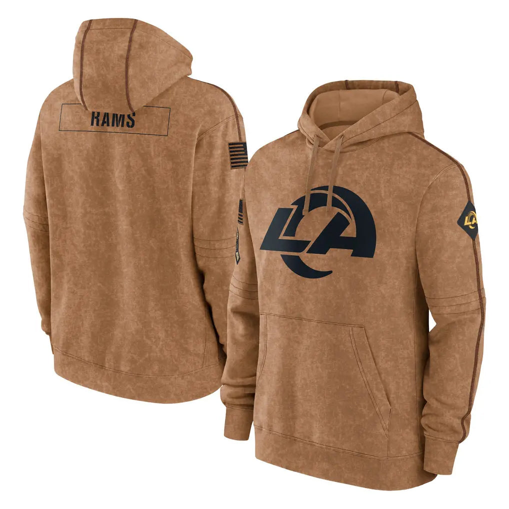 Vanessashop LA.Rams Brown Salute to Service Hoodies Limited Game Blank Player Stitched Jerseys