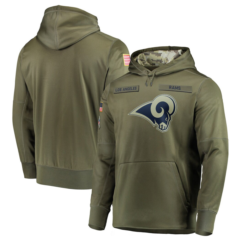 Vanessashop LA.Rams Olive Salute to Service Pullover Hoodies Home Game Blank Player Stitched Jerseys