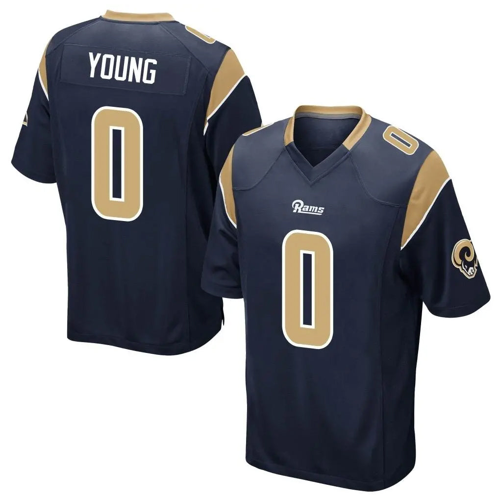 Vanessashop LA.Rams #0 Byron Young Player Navy Home Game Stitched Jerseys