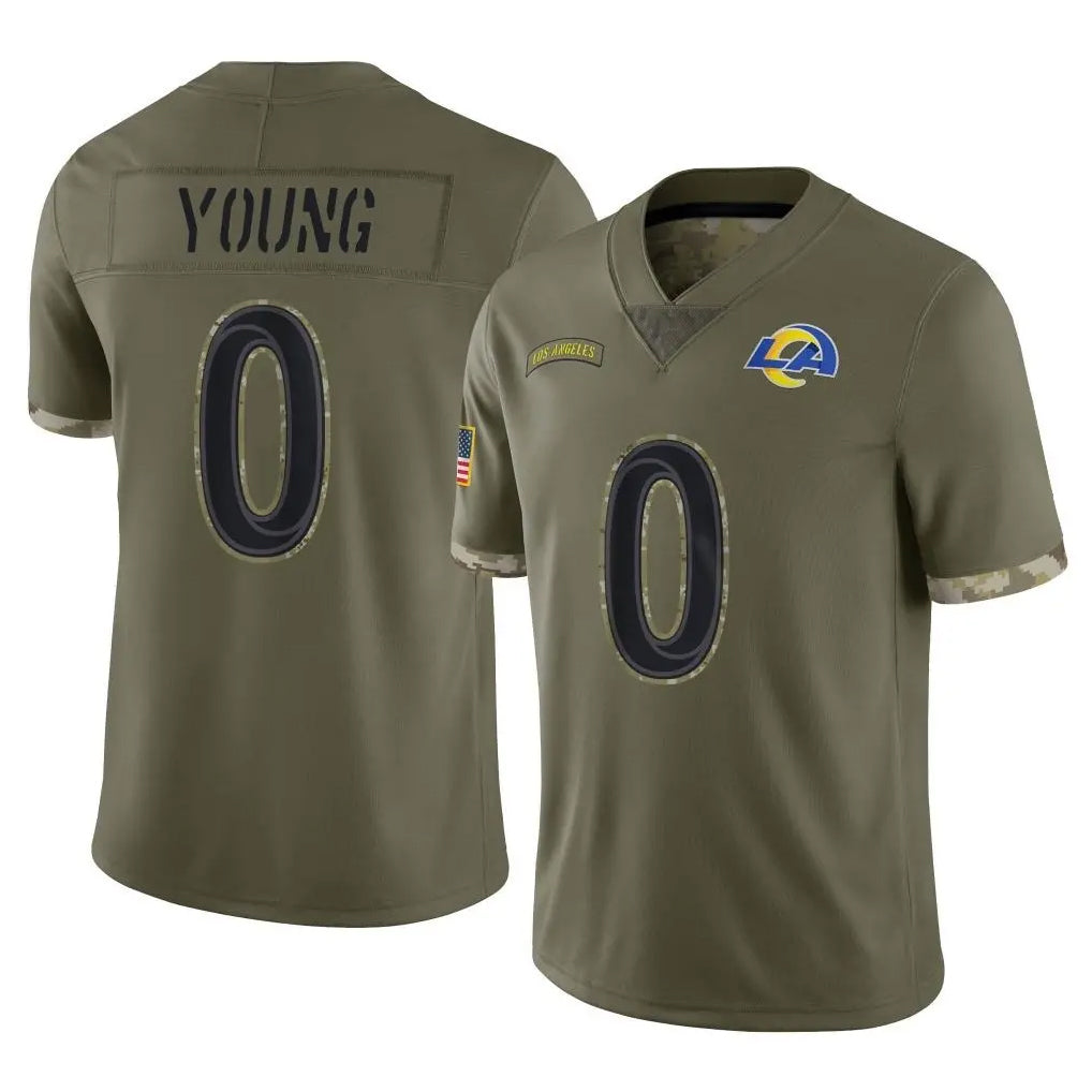 Vanessashop LA.Rams #0 Byron Young Player Olive Salute To Service Limited Stitched Jerseys