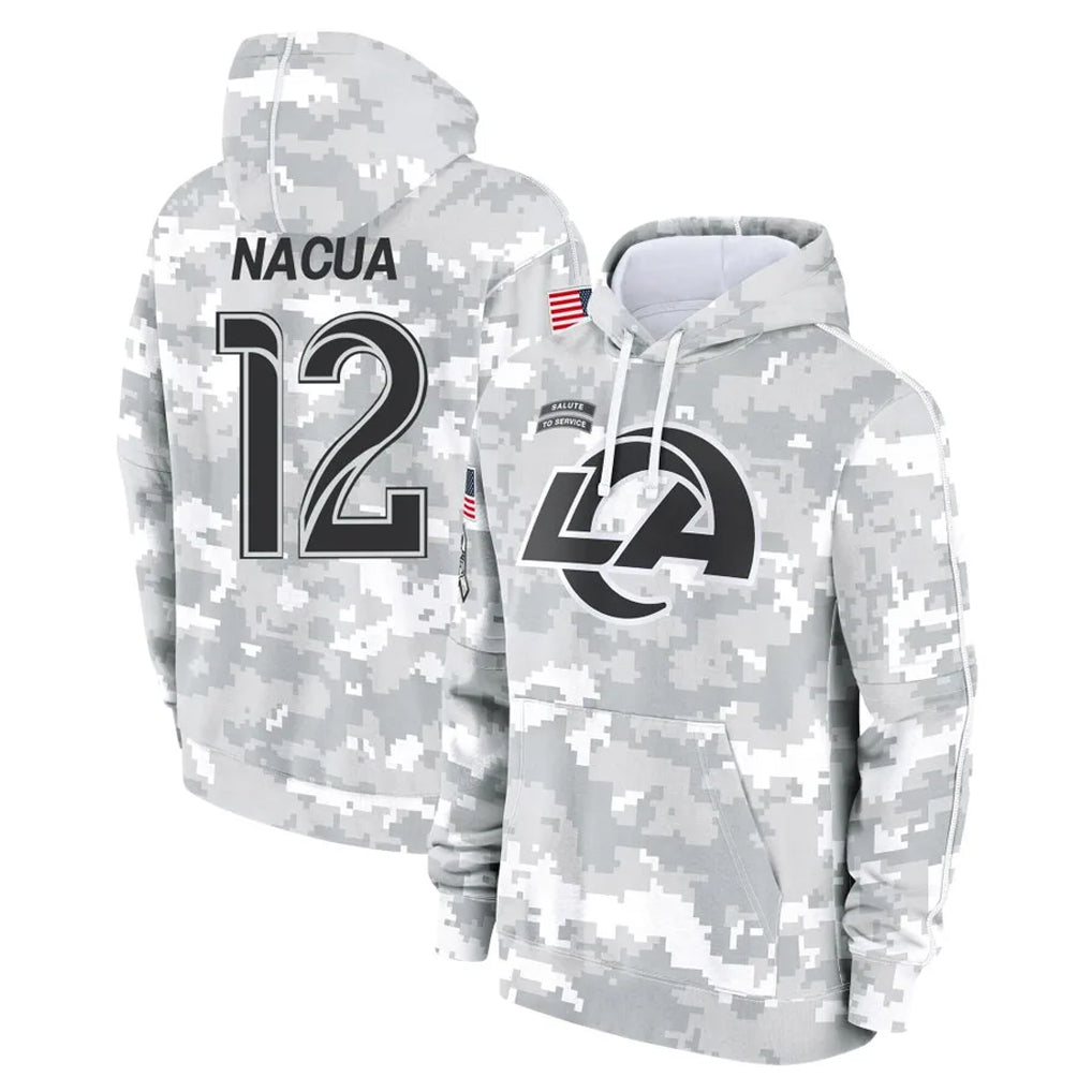 Vanessashop LA.Rams #12 Puka Nacua Player Arctic Camo Salute to Service Hoodies Limited Game Stitched Jerseys
