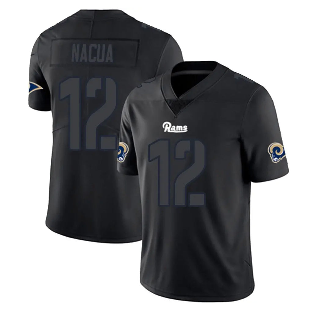 Vanessashop LA.Rams #12 Puka Nacua Player Black Impact Limited Home Game Stitched Jerseys