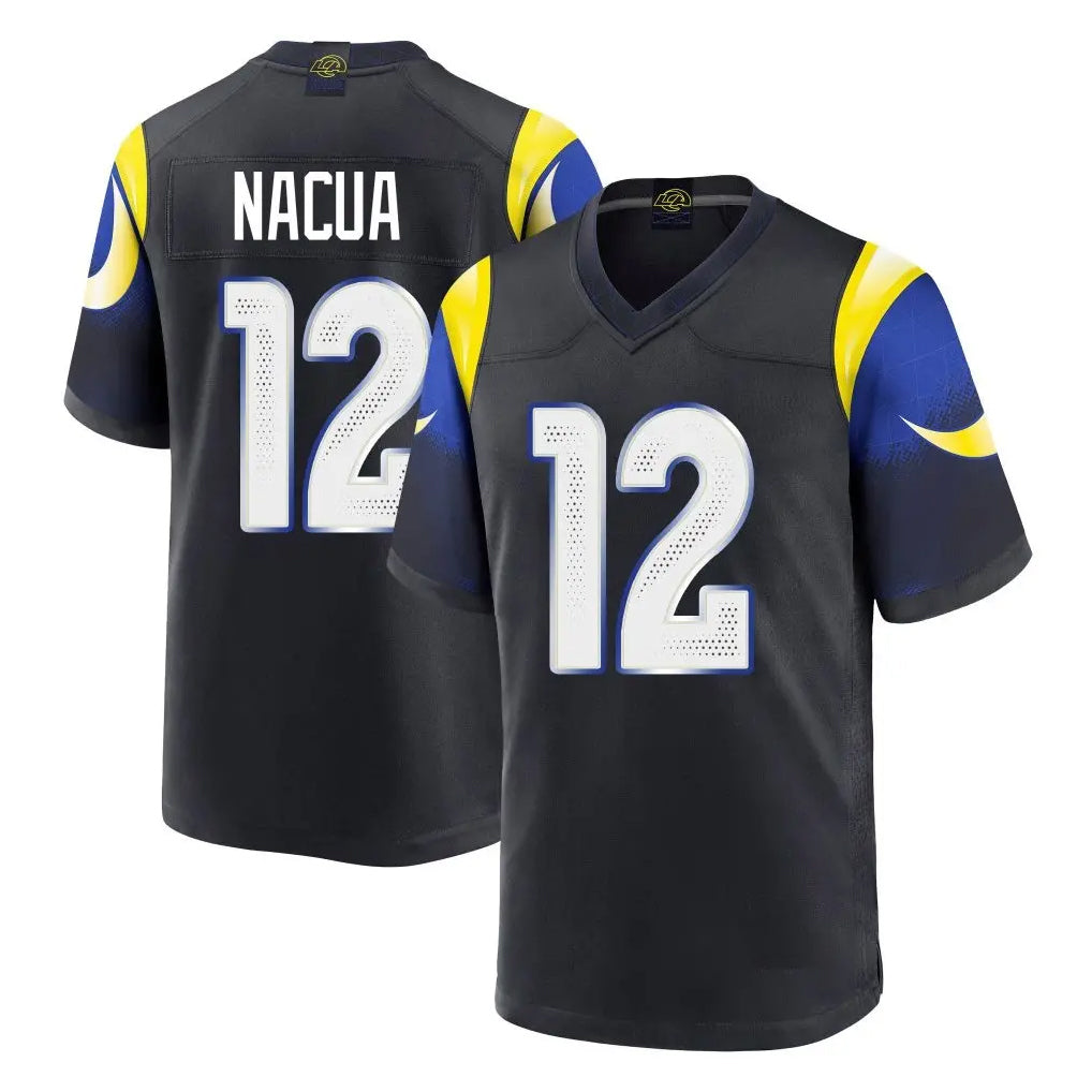 Vanessashop LA.Rams #12 Puka Nacua Player Black Midnight Rivalries Collection Home Game Stitched Jerseys