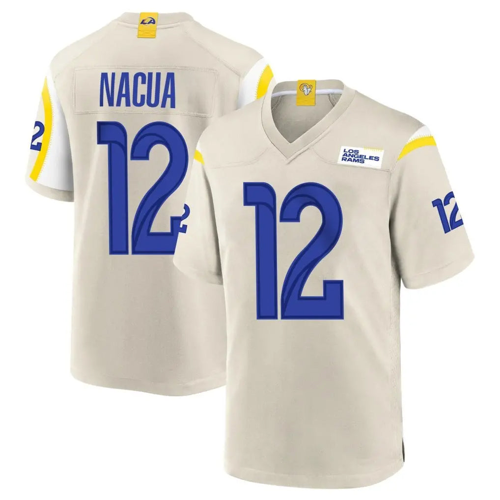 Vanessashop LA.Rams #12 Puka Nacua Player Bone Home Game Stitched Jerseys