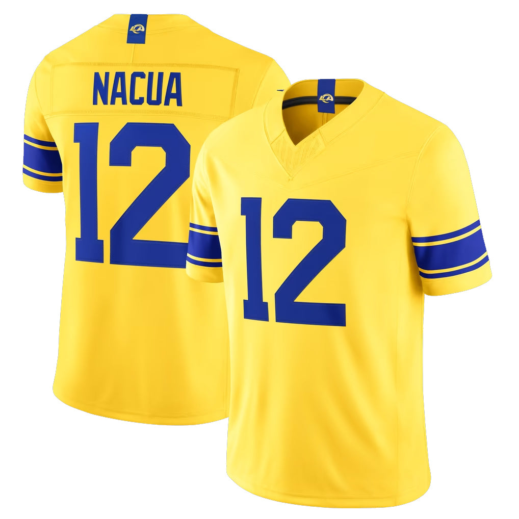 Vanessashop LA.Rams #12 Puka Nacua Player Gold Classic Sol Vapor F.U.S.E. Home Game Stitched Jerseys