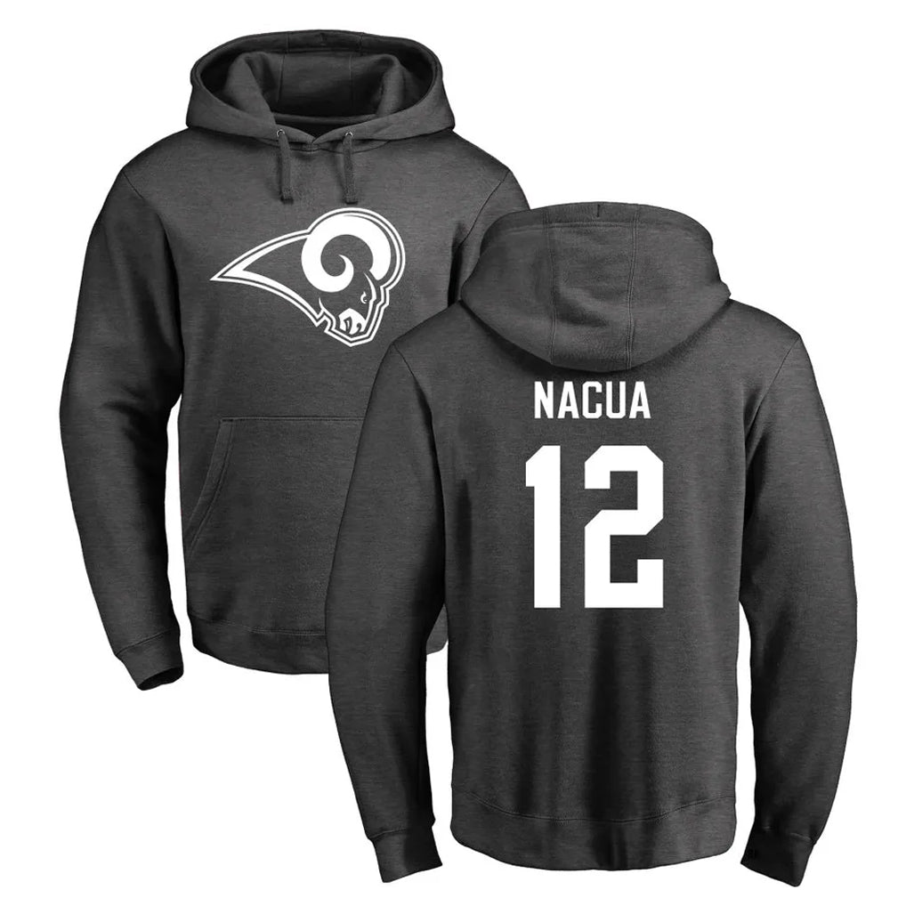 Vanessashop LA.Rams #12 Puka Nacua Player Gray Pullover Hoodie Limited Game Stitched Jerseys
