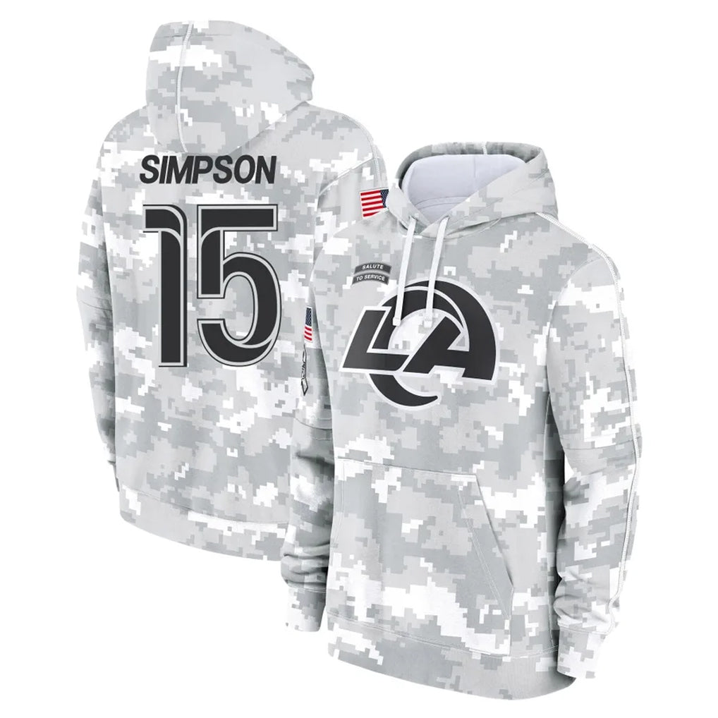 Vanessashop LA.Rams #15 Ty Simpson Player Arctic Camo Salute to Service Hoodies Limited Game Stitched Jerseys