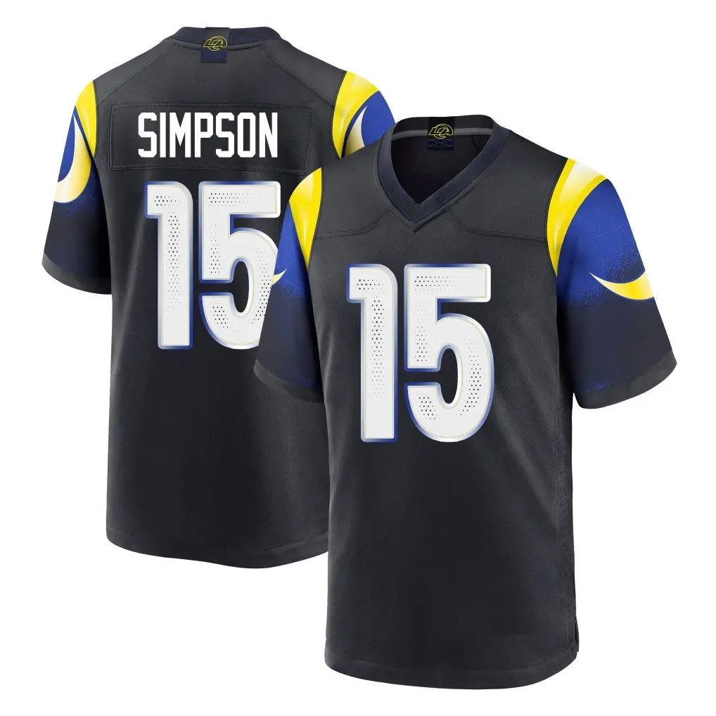 Vanessashop LA.Rams #15 Ty Simpson Player Black Midnight Rivalries Collection Home Game Stitched Jerseys